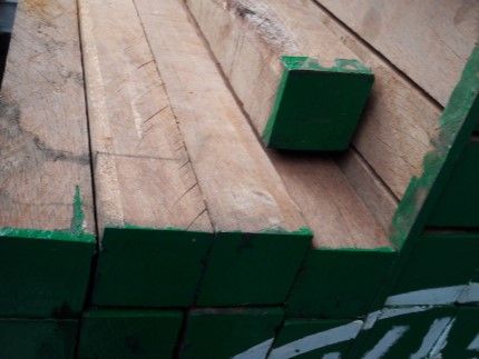 Hardhouten paal 70x70 mm ruw